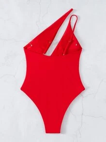 SHEIN Swim 2025 Women Plain Color Backless Sexy One-Piece Swimsuit Summer - Red - View 2