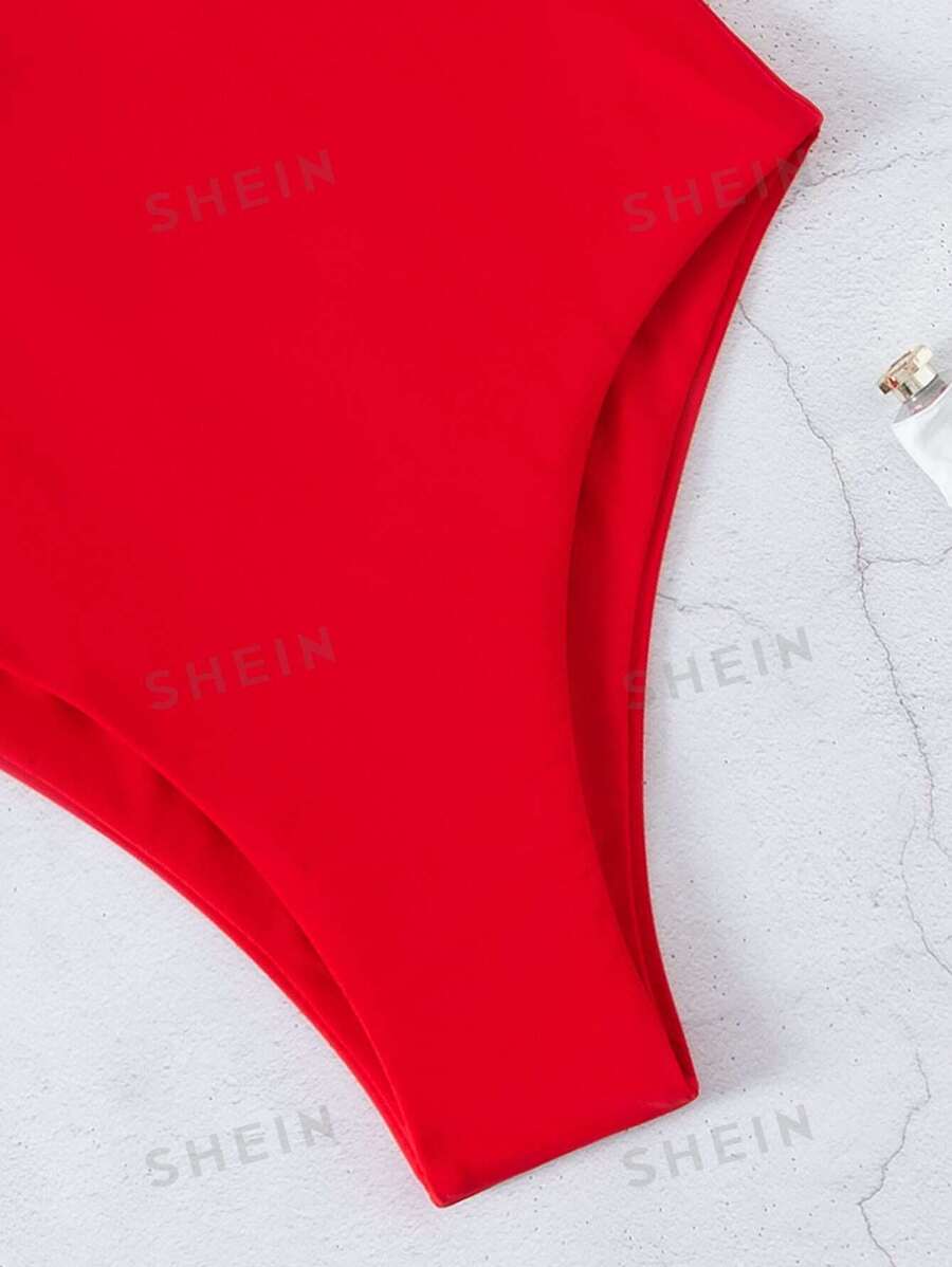 SHEIN Swim Summer Beach Cut Out One Shoulder One Piece Swimsuit SHEIN USA