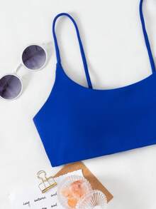 Spaghetti Strap Bikini Top, For Summer Beach Vacation - Royal Blue - View 4