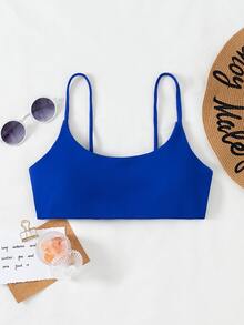 Spaghetti Strap Bikini Top, For Summer Beach Vacation - Royal Blue - View 5