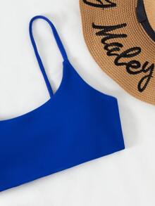 Spaghetti Strap Bikini Top, For Summer Beach Vacation - Royal Blue - View 6