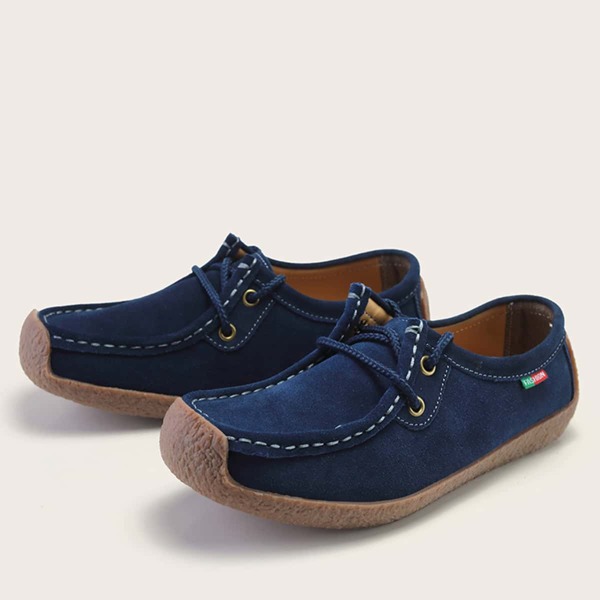 

Suede Front Leather Flat Loafers, Blue