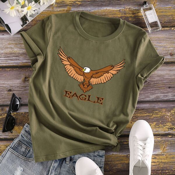 

Eagle & Letter Graphic Tee, Army green
