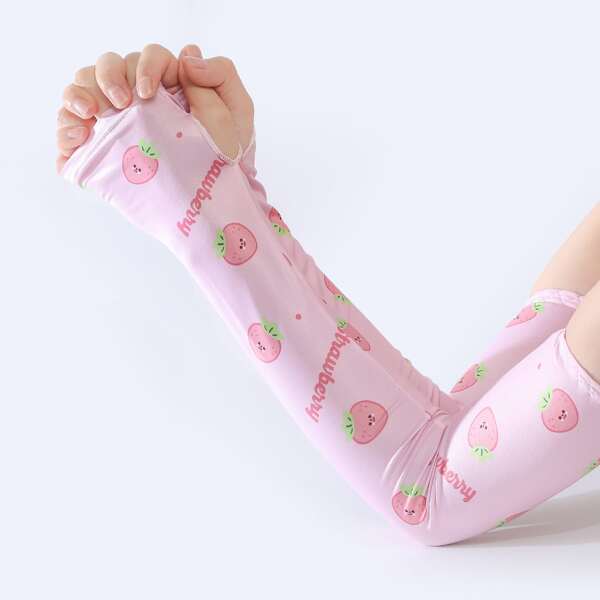 

Fruit Print Arm Sleeves, Pink
