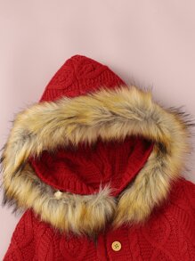 嬰兒毛領釦子毛衣連身褲