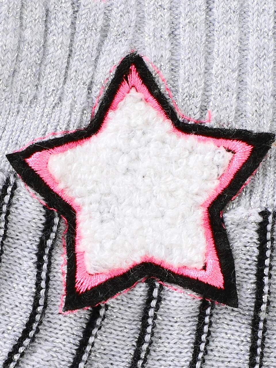 Baby Girl Letter Embroidery Star Patched Detail Keyhole Back Sweater Dress