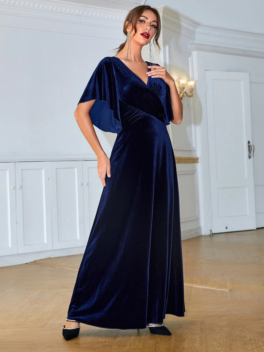 Solid Wrap A-line Bridesmaid Dress - Royal Blue - View 1