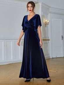 Solid Wrap A-line Bridesmaid Dress - Royal Blue - View 4
