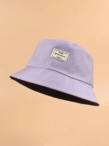 Letter Patched Bucket Hat - Purple - View 1