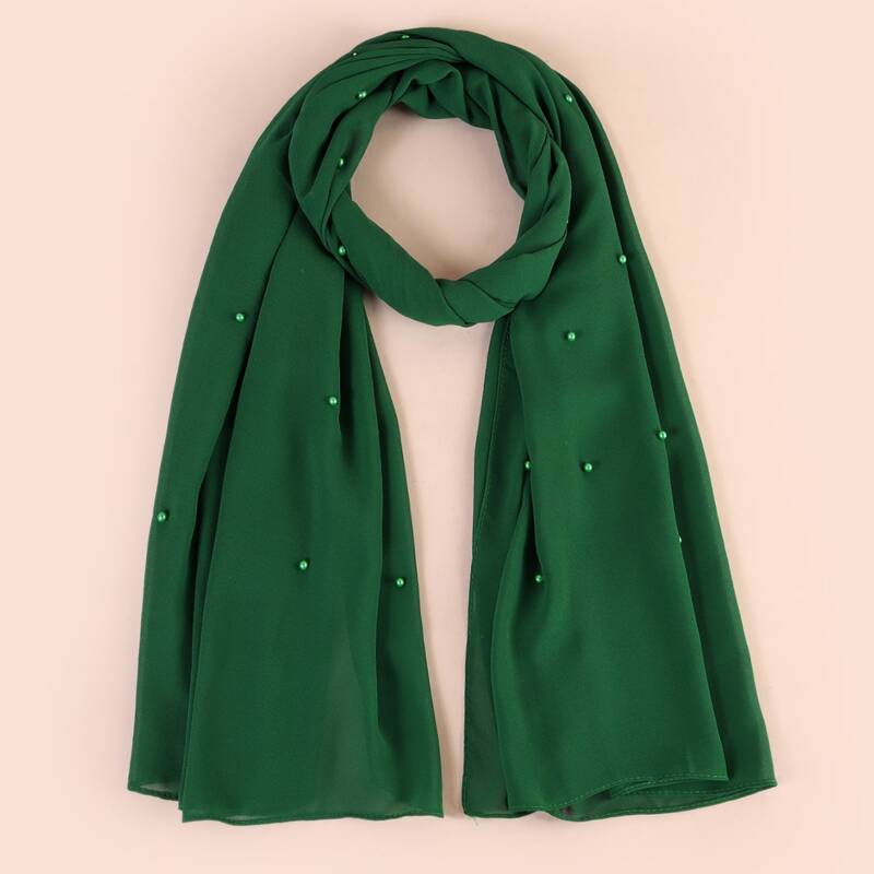 

Faux Pearl Decor Scarf, Green