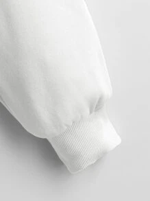 Muchica Drop Shoulder Solid Zip Up Hoodie - White - View 4