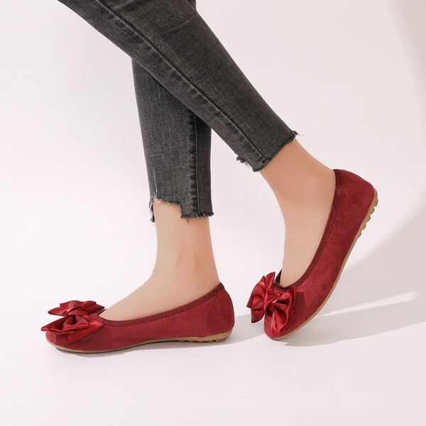 

Bow Decor Ballet Flats, Burgundy