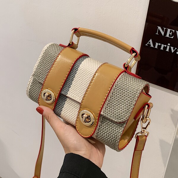 

Colorblock Flap Satchel Bag, Multicolor