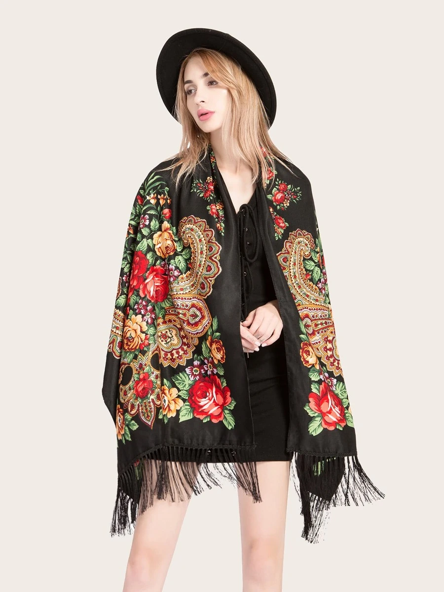 Floral Print Scarf Boho - Multicolor - View 1