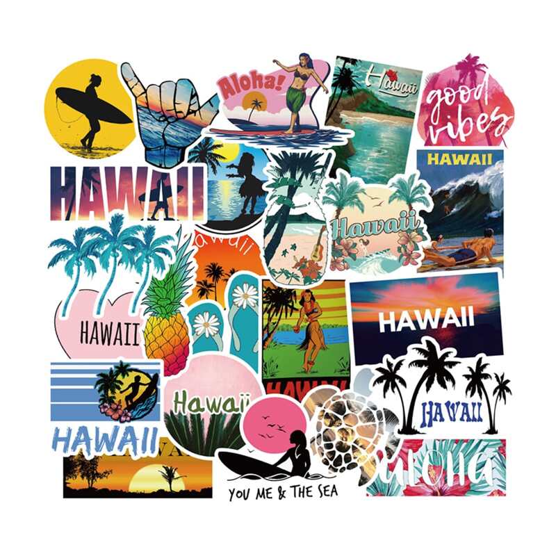 

50pcs Hawaii Pattern Sticker, Multicolor