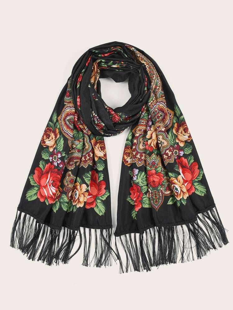 Bufanda Estampada Floral Boho - Multicolor - Añade 4