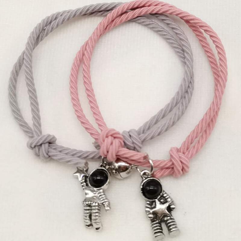 

2pcs Astronaut Charm Rope Bracelet, Pink