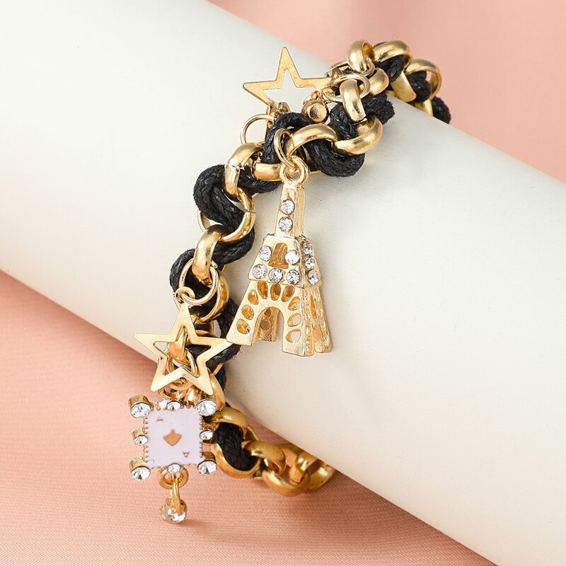 

Tower Charm Chain Bracelet, Gold