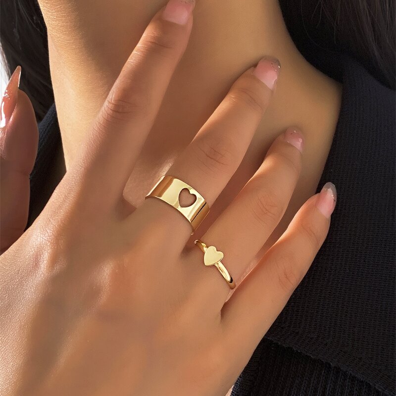 

2pcs Heart Ring, Gold