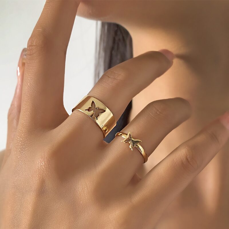 

2pcs Butterfly Ring, Gold