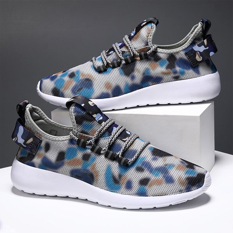 

Allover Print Lace Up Front Breathable Running Shoes, Multicolor