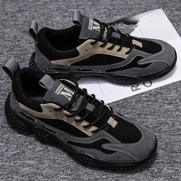 

Men Colorblock Lace-up Front Sneakers, Grey
