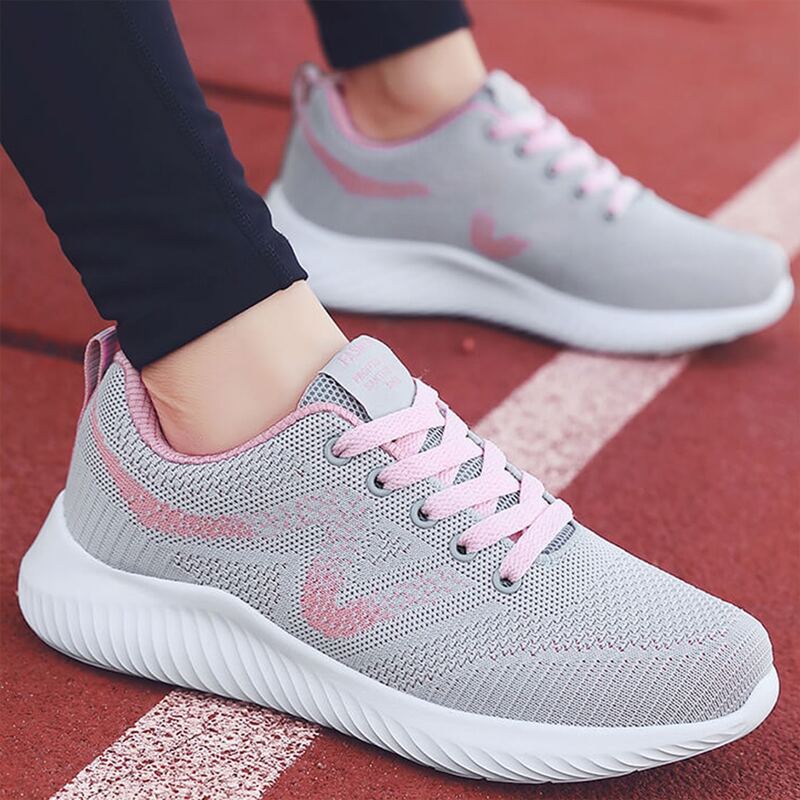 

Lace Up Front Knit Running Shoes, Grey