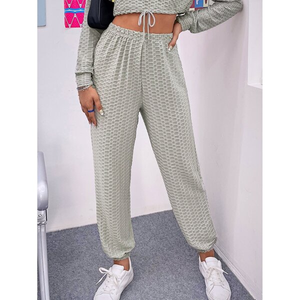 

Solid Textured Sweatpants, Grey