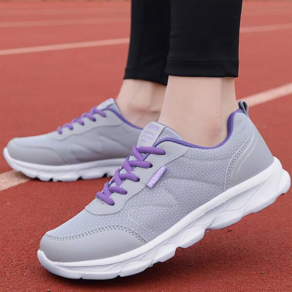 

Lace-up Front Mesh Running Shoes, Grey