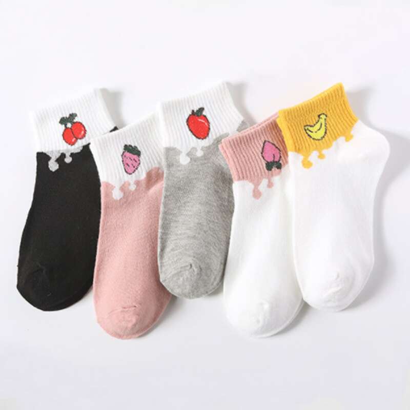 

5pairs Cartoon Fruit Pattern Ankle Socks, Multicolor