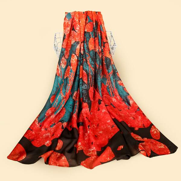 

Leaf Print Scarf, Multicolor