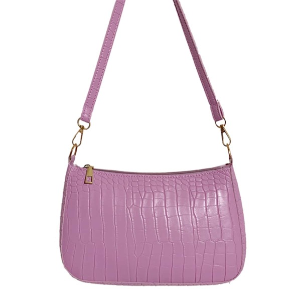 

Minimalist Croc Embossed Baguette Bag, Purple