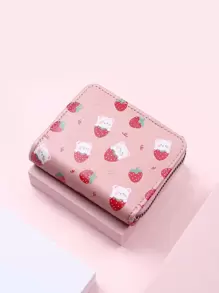 卡通圖案銀包輕便攜帶,信用卡、身份證白領工作者,適用於女性度假、周年紀念、生日禮物,禮品和配件 - 粉色 - 查看 1