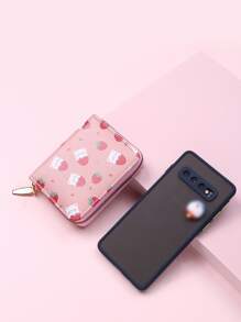 卡通圖案銀包輕便攜帶,信用卡、身份證白領工作者,適用於女性度假、周年紀念、生日禮物,禮品和配件 - 粉色 - 查看 2
