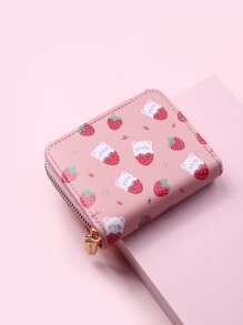卡通圖案銀包輕便攜帶,信用卡、身份證白領工作者,適用於女性度假、周年紀念、生日禮物,禮品和配件 - 粉色 - 查看 3