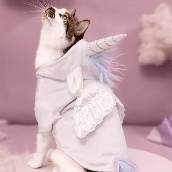 

Unicorn Design Pet Hoodie, White