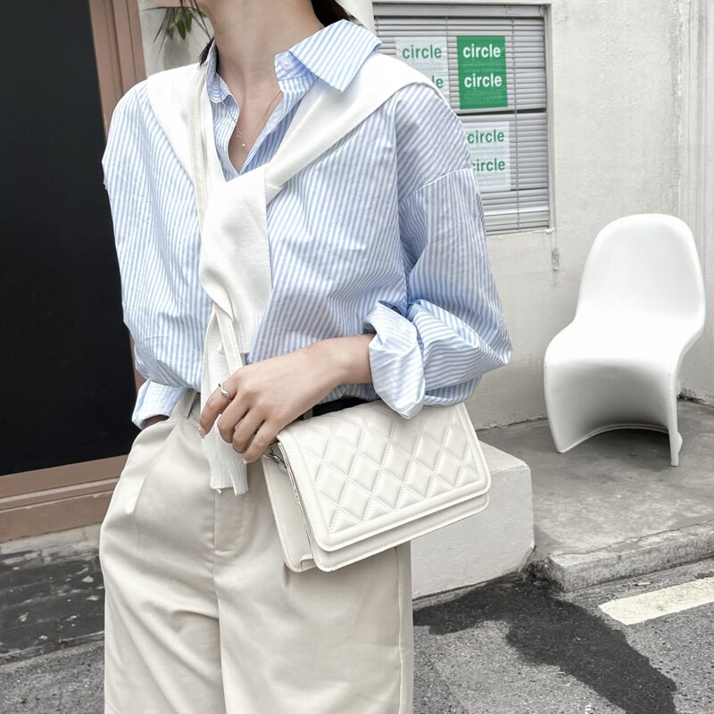 

Quilted Flap Crossbody Bag, White