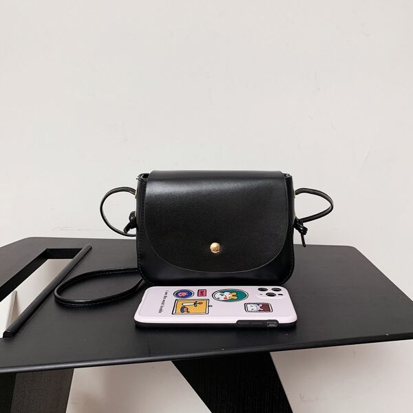 

Minimalist Flap Square Bag, Black