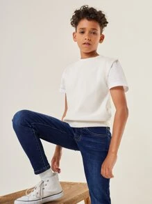 SHEIN Boys Solid Sweater Vest - White - View 1