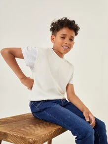 SHEIN Boys Solid Sweater Vest - White - View 3