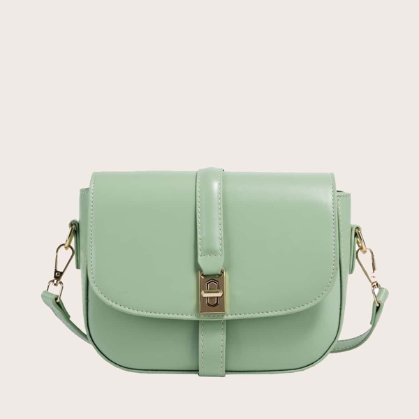 

Structured Twist Lock Saddle Bag, Green