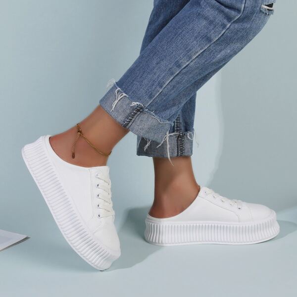 

Minimalist Flatform Canvas Sneakers, White
