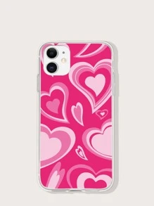 Heart Pattern Phone Case - Hot Pink - View 1