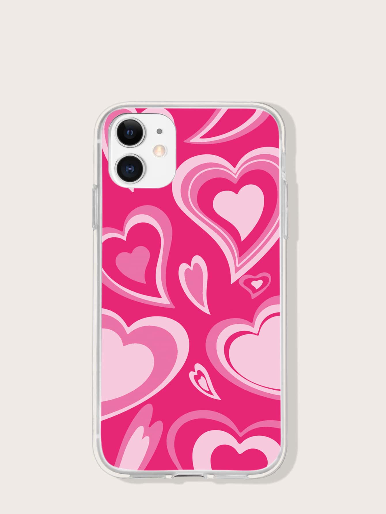 Heart Pattern Phone Case - Hot Pink - View 1