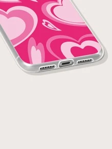 Heart Pattern Phone Case - Hot Pink - View 3