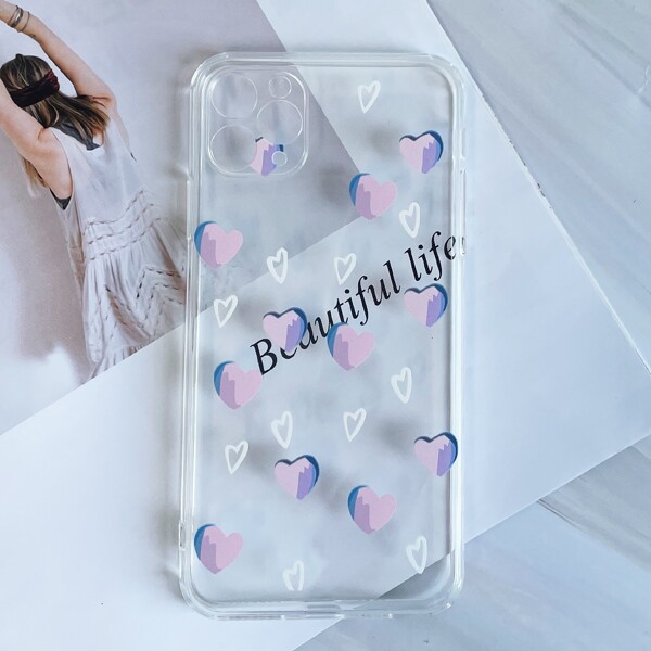 

Heart Pattern Clear Phone Case
