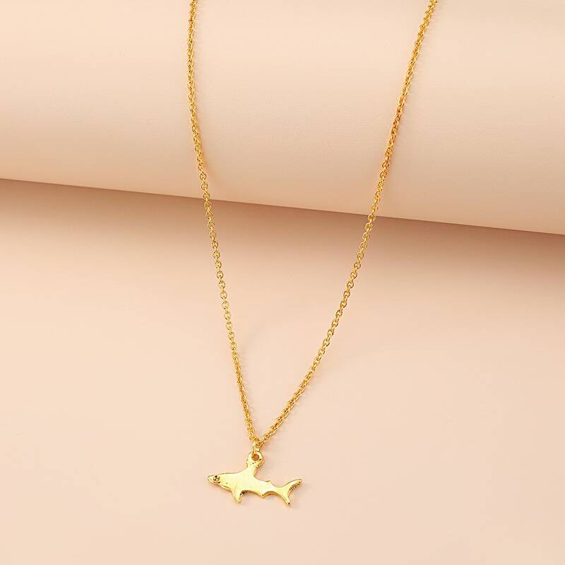 

Shark Pendant Necklace, Gold