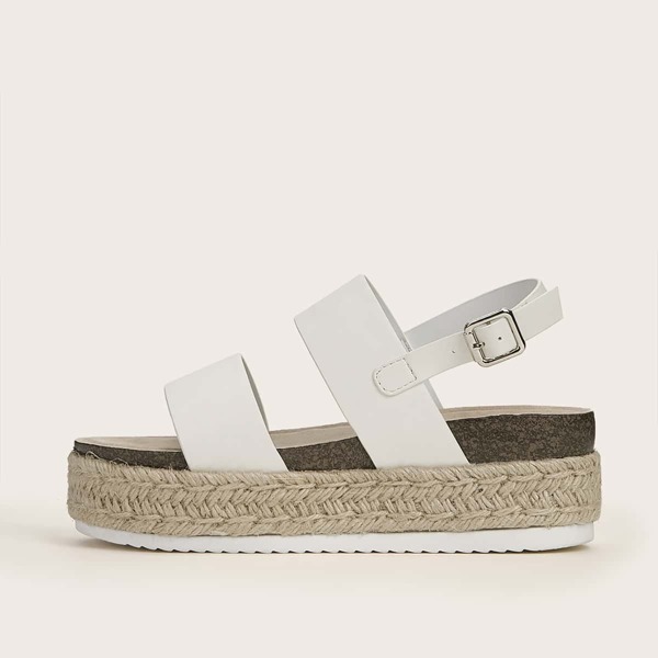 

Minimalist Slingback Flatform Sandals, White