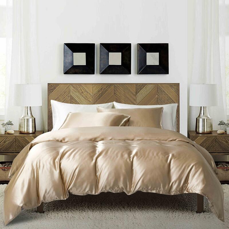 

Solid Color Satin Duvet Cover Without Filler, Khaki