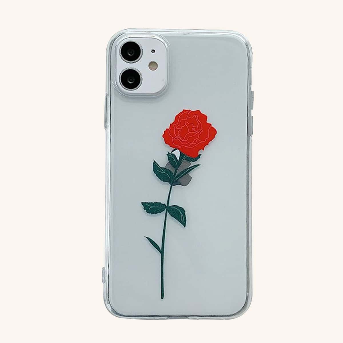 

Floral Transparent Phone Case, Red